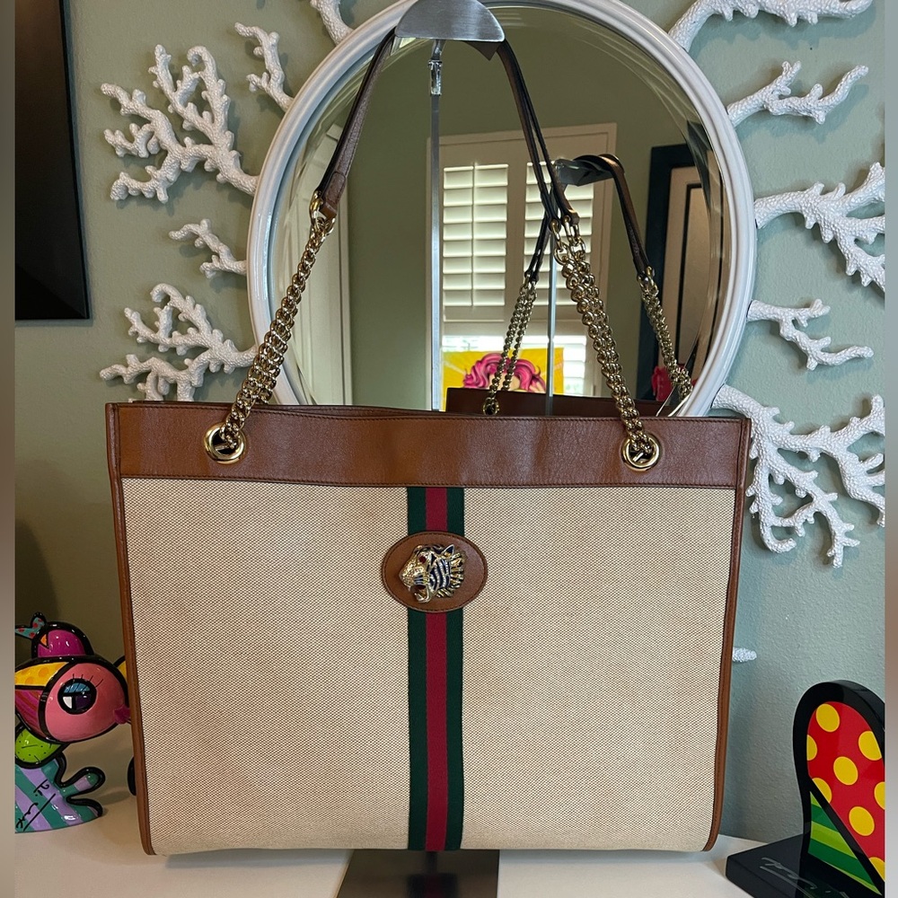 Gucci Rajah Canvas Tote  Large